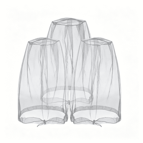 AUQ Mosquito Head Mesh Nets Gnat Face Netting for No See Ums Insects Bugs Gnats Biting Midges from Any Outdoor Activities, Works over Most Hats Comes(3Pcs, Grey)