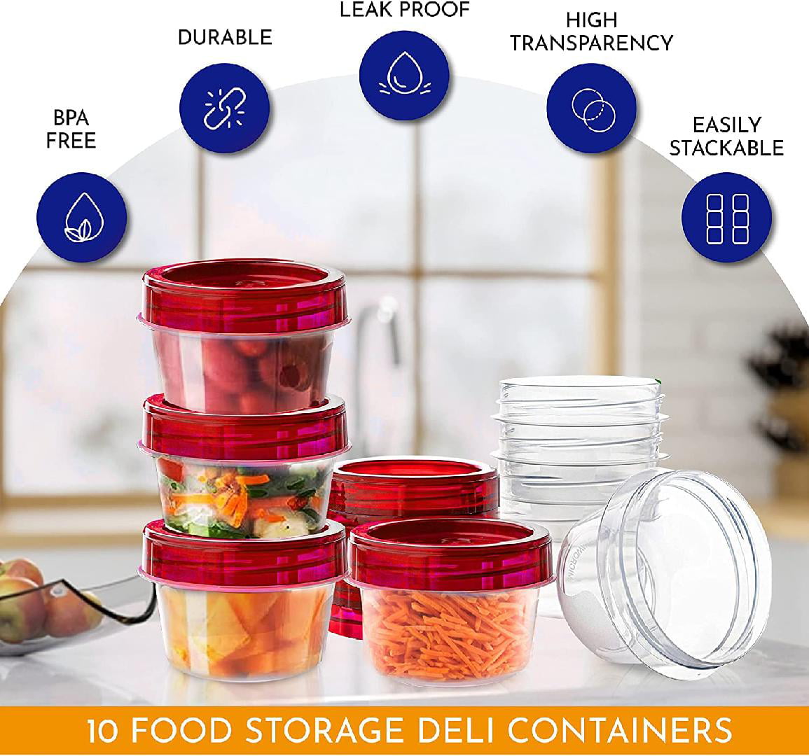 16oz Leak Proof Reusable Food Storage Plastic Container with Twist Top Lid  15pc