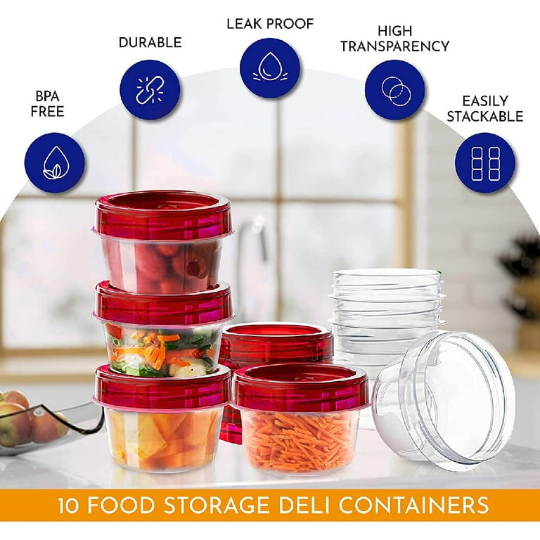 RFAQK 48 PCS Freezer Storage Containers with Twist Top Lids-(32OZ & 16OZ)  24 Plastic Deli Containers with 24 Screw Lids-Soup Freezer Containers with