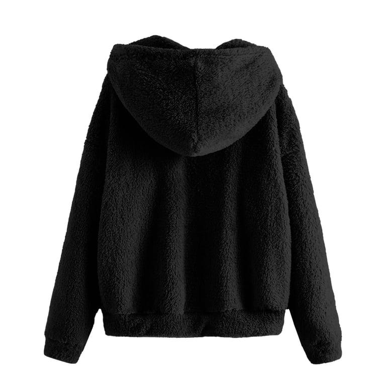 Mens Shaggy Hoodies Full Zip Sherpa Fleece Jacket with Pockets