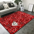 Area Rugs For Living Room Decor, Red Vintage Paisley Pattern Anti Slip