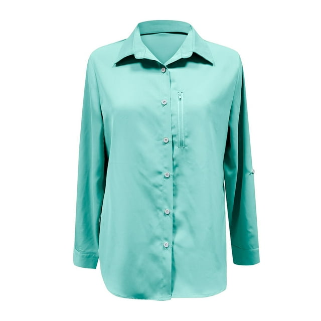 Camisa de manga larga con protección solar UPF 50+ para mujer, camisa de secado rápido para pesca y senderismo con mangas convertibles, tallas S-XXXL