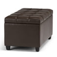 thumbnail image 4 of Simpli Home Sienna 33 inch Wide Transitional Storage Ottoman Bench in Chocolate Brown Vegan Leather, 4 of 7