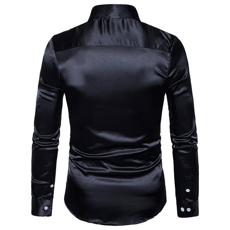 Black silk dress shirt sales