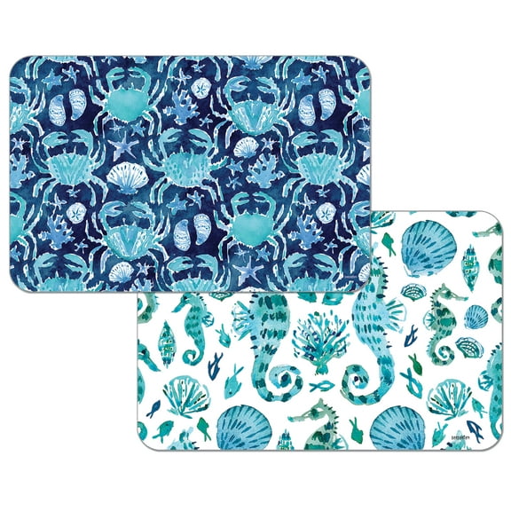 Wipe-Clean Reversible Decofoam Placemats, Ocean Fantasy, Set of 2, Made in The USA