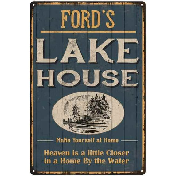 FORD'S Lake House Blue Cabin Home Decor 8 x 12 Matte Finish Metal 108120038124