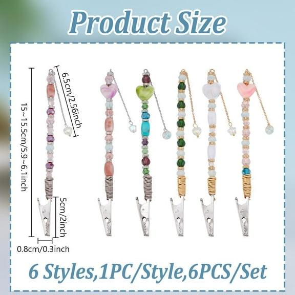 6 Styles Iron Credit Card Grabber for Long Nail 6pcs Debit Bank Card Grabber with Alligator Clip Glass Heart Star Beaded Credit Card Clips Pullers for Long Nails Keychain Women Girls