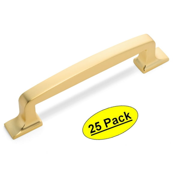 25 Pack - Cosmas 8102BG Brushed Gold Modern Cabinet Hardware Handle Pull - 3-3/4" Inch (96mm) Hole Centers