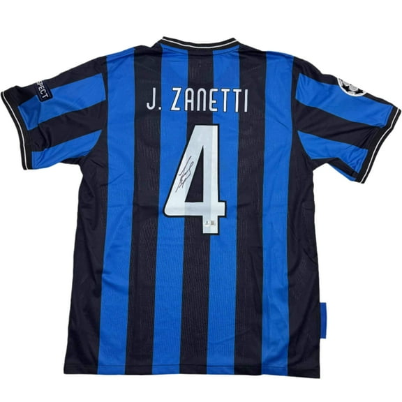 Autographed/Signed Javier Zanetti Inter Milan Soccer Futbol Jersey Beckett BAS COA
