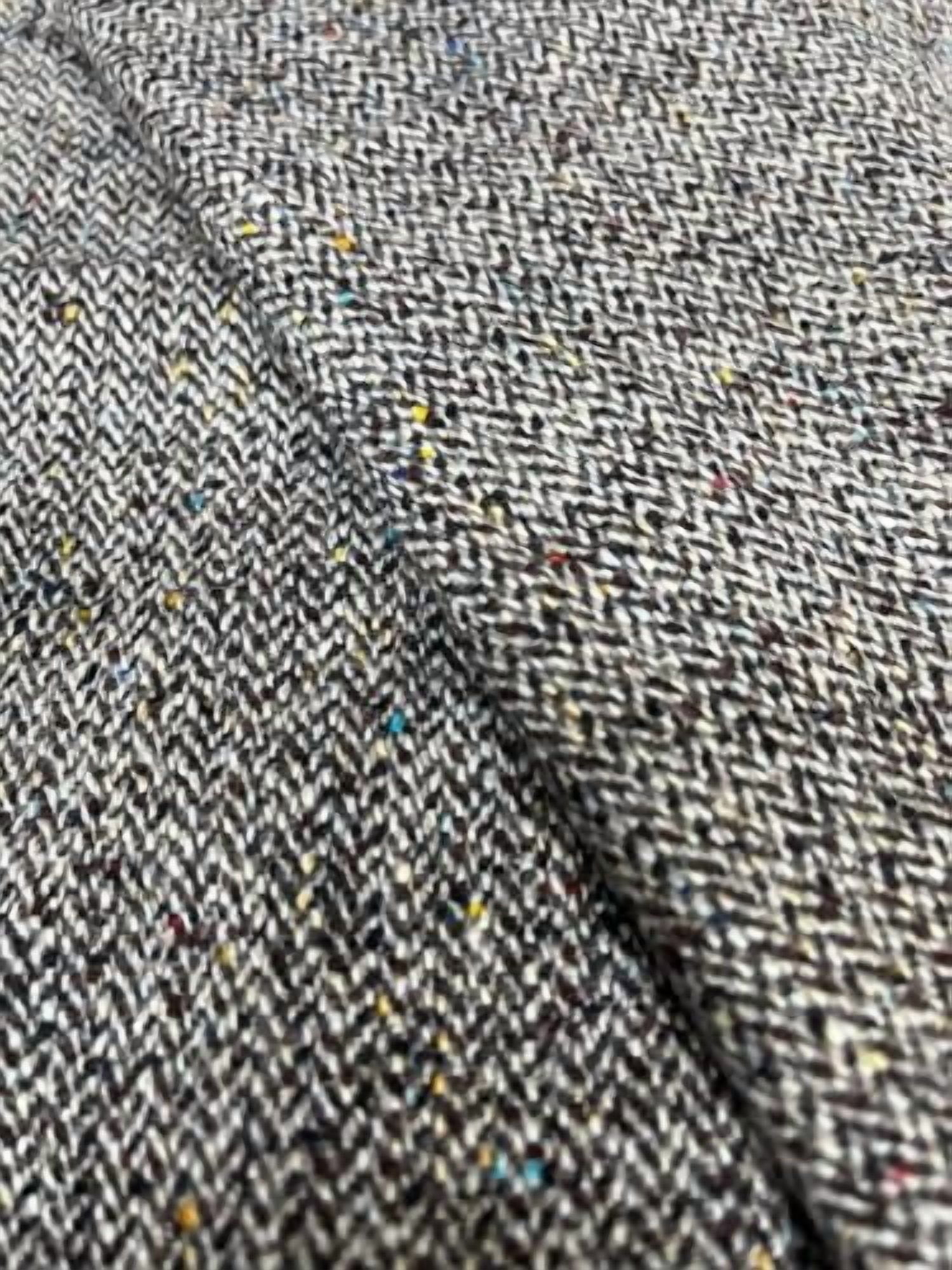 Tuva Textile Real Wool Quality Fabric (Flannel) Black & White Herringbone - Med Weight Wool Flannel & Washable, Fabric by The Yard, Made in China