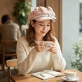 thumbnail image 4 of Slccxzc Pink Puppy Ears Beret Hat with Pin Plush Bone Y2K Women Winter Painter Cap Daily Casual Dog Walking Headwear, 4 of 7