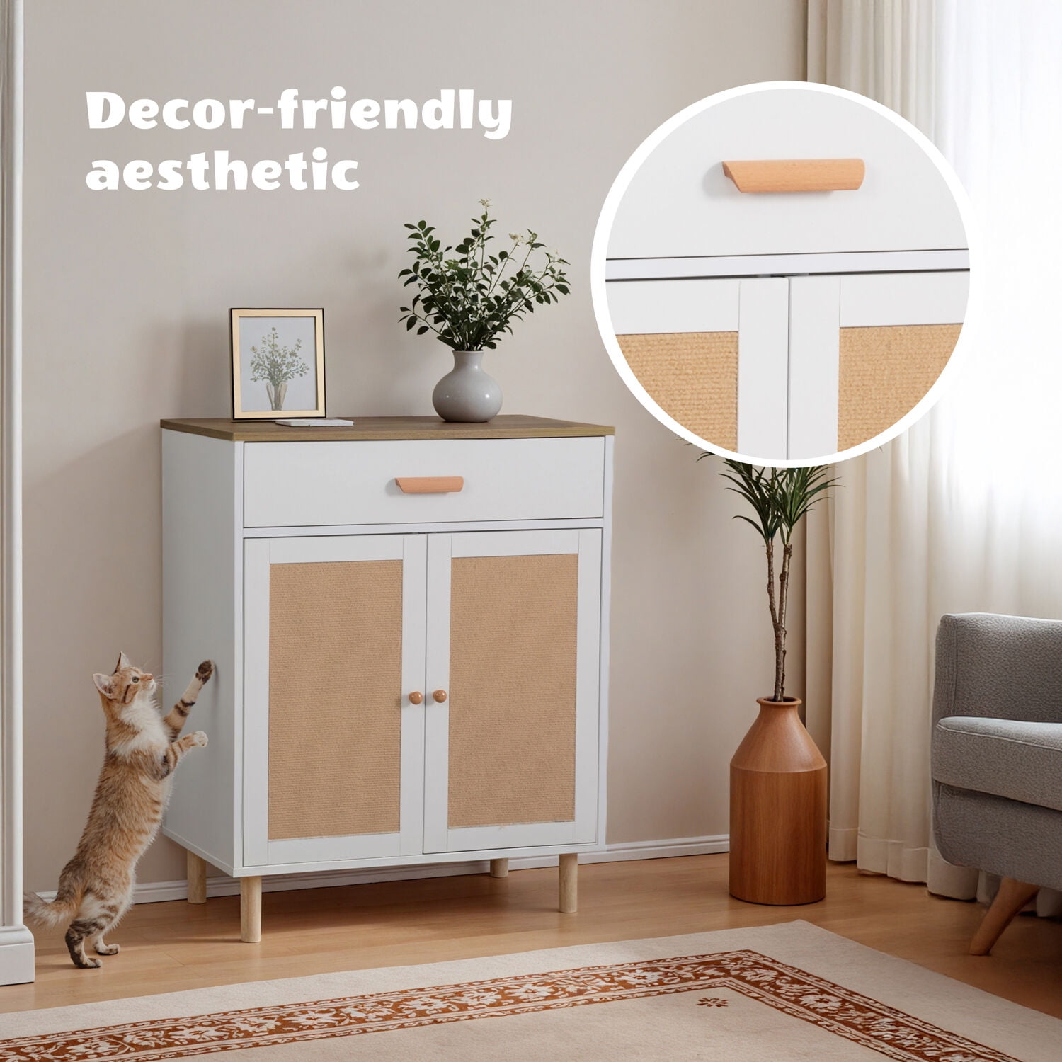 Critter Sitters Litter Box Enclosure Side Table in White