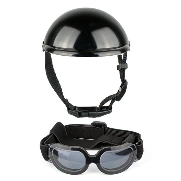 Dog Helmet with Ear Hole Pet Helmet and Goggles Set with Adjustable Strap Dog Sunglasses Puppy Head Cover for Bike