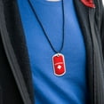 thumbnail image 3 of Lifeguard Red and White Military Dog Tag Pendant Necklace with Cord, 3 of 4