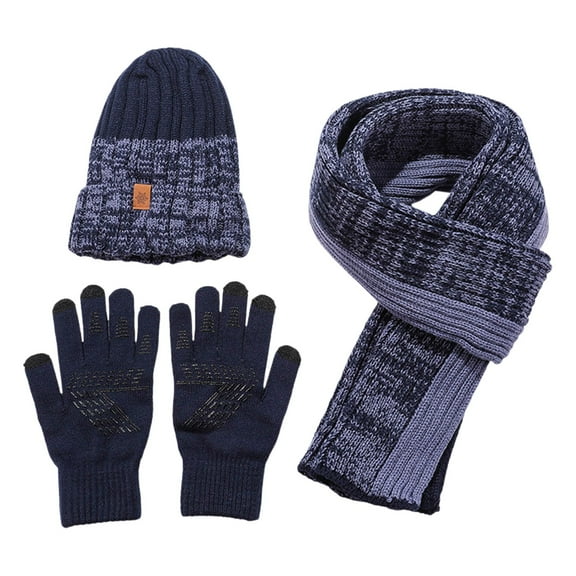 Bibifish Mens And Womens Hat Gloves Sets 3 Pc Knit Cable Knit Pattern Beanies Hat And Mitten Cold Weather Thermal Hat Gloves Scarf Sets