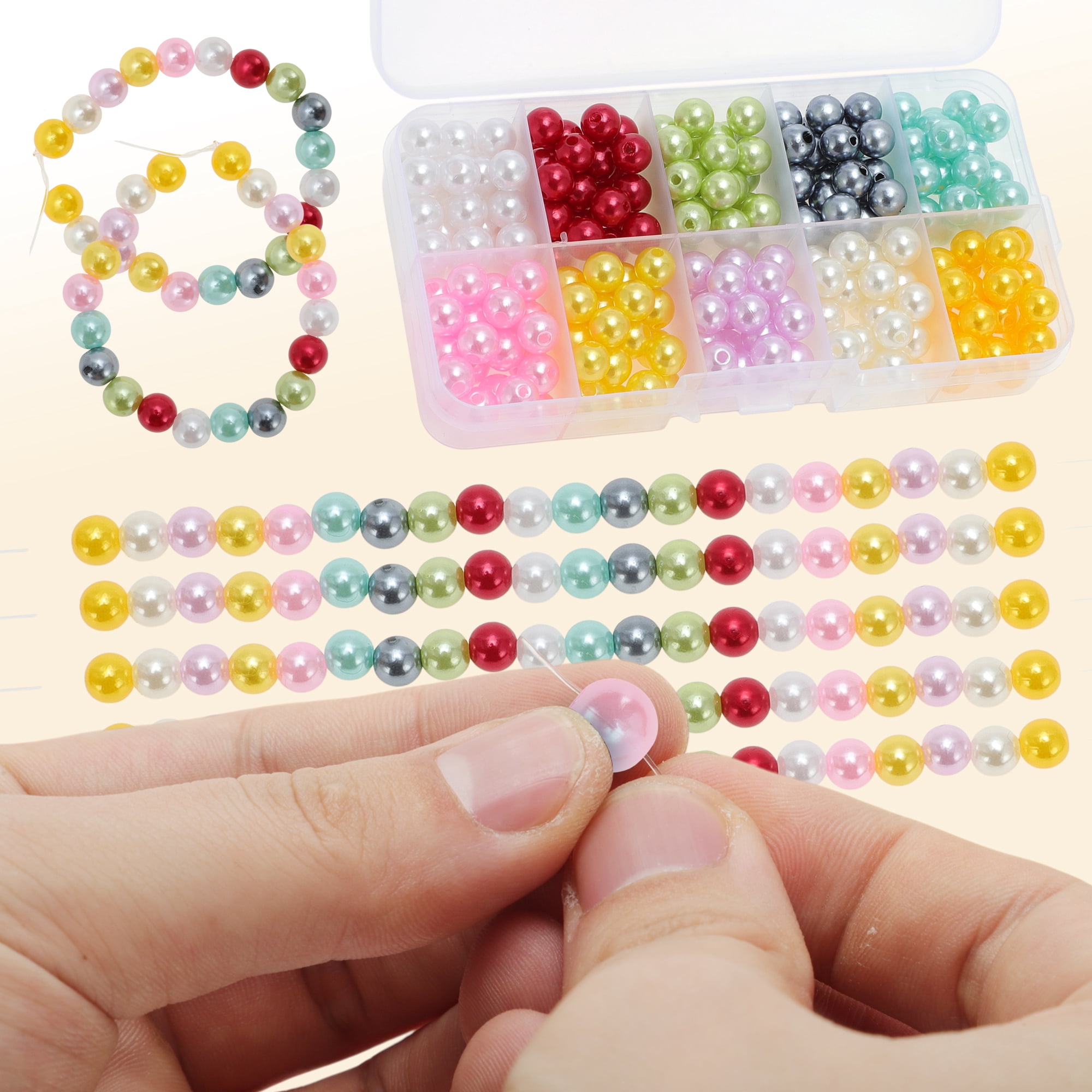 Unique Bargains 250 Pcs 8mm Round ABS Beads for Bracelets Jewelry Making Assorted Color