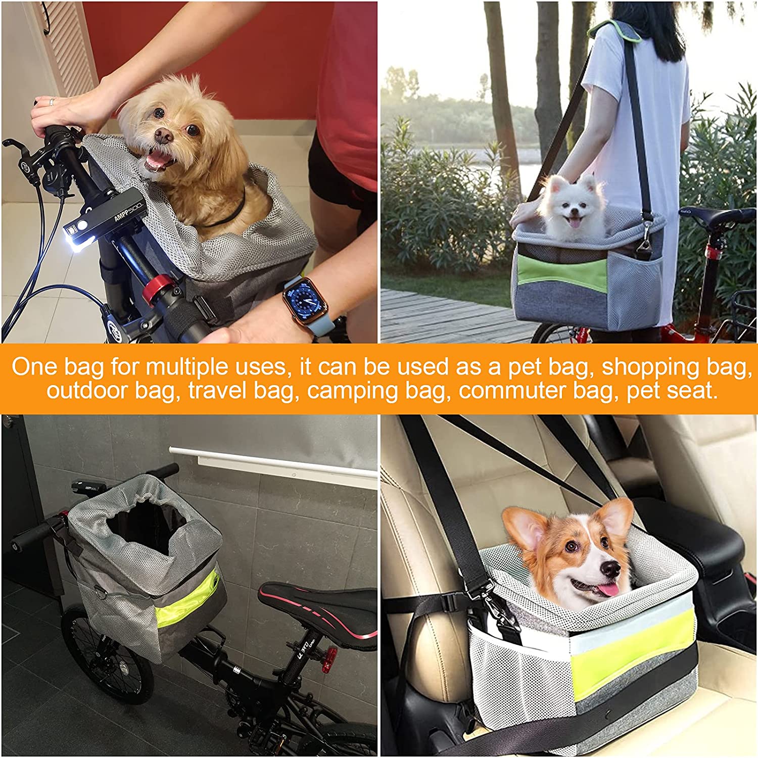 Dog Bike Basket, Folding Cat Basket for 