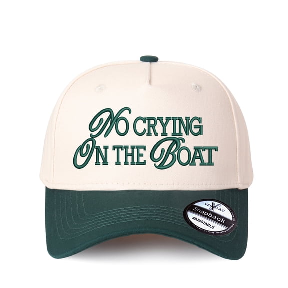 Vergiac No Crying On The Boat Letter Embroidered Color Block Trucker Hat, Unisex Adjustable Cotton Breathable Fashion Cap for Travel Daily Outdoor Wear