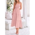 thumbnail image 3 of Vestido PRETTYGARDEN para mujer, midi, de verano, rosa, talla M, 3 of 9