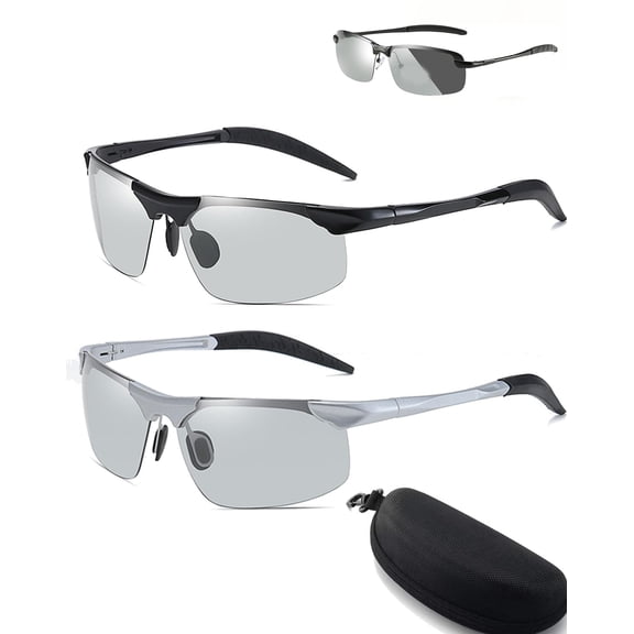 Photochromic Sunglasses with Anti-glare Polarized Lens, Transition sunglasses for driving day, UV400 lightweight eyewear