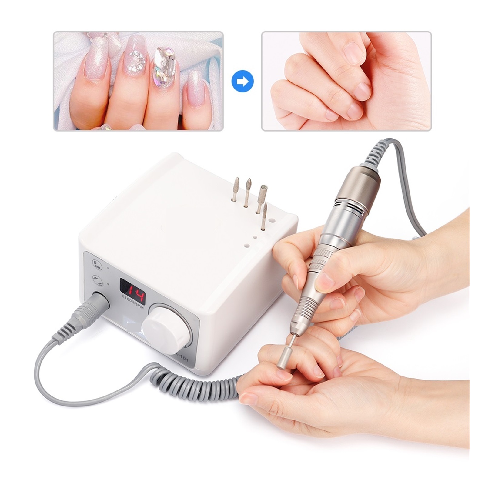 Professional Nail Polisher, 35000RPM Nail Drill Machine, Electric Nail File Polishing Grinding Device For Manicure Pedicure ,Low Noise