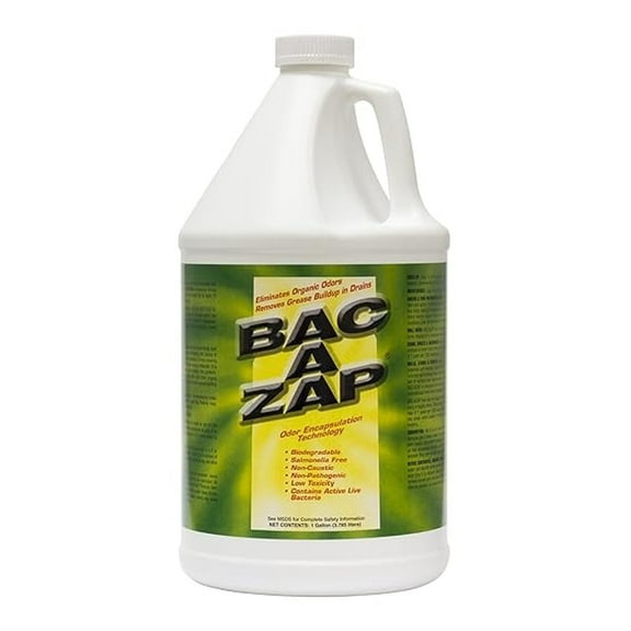 Odor Eliminator - 1 Gallon - Bac-Azap Natural Enzyme Drain & Room Cleaner - Biodegradable Formula for Crawl Spaces, Basements, Drains & Garbage Containers