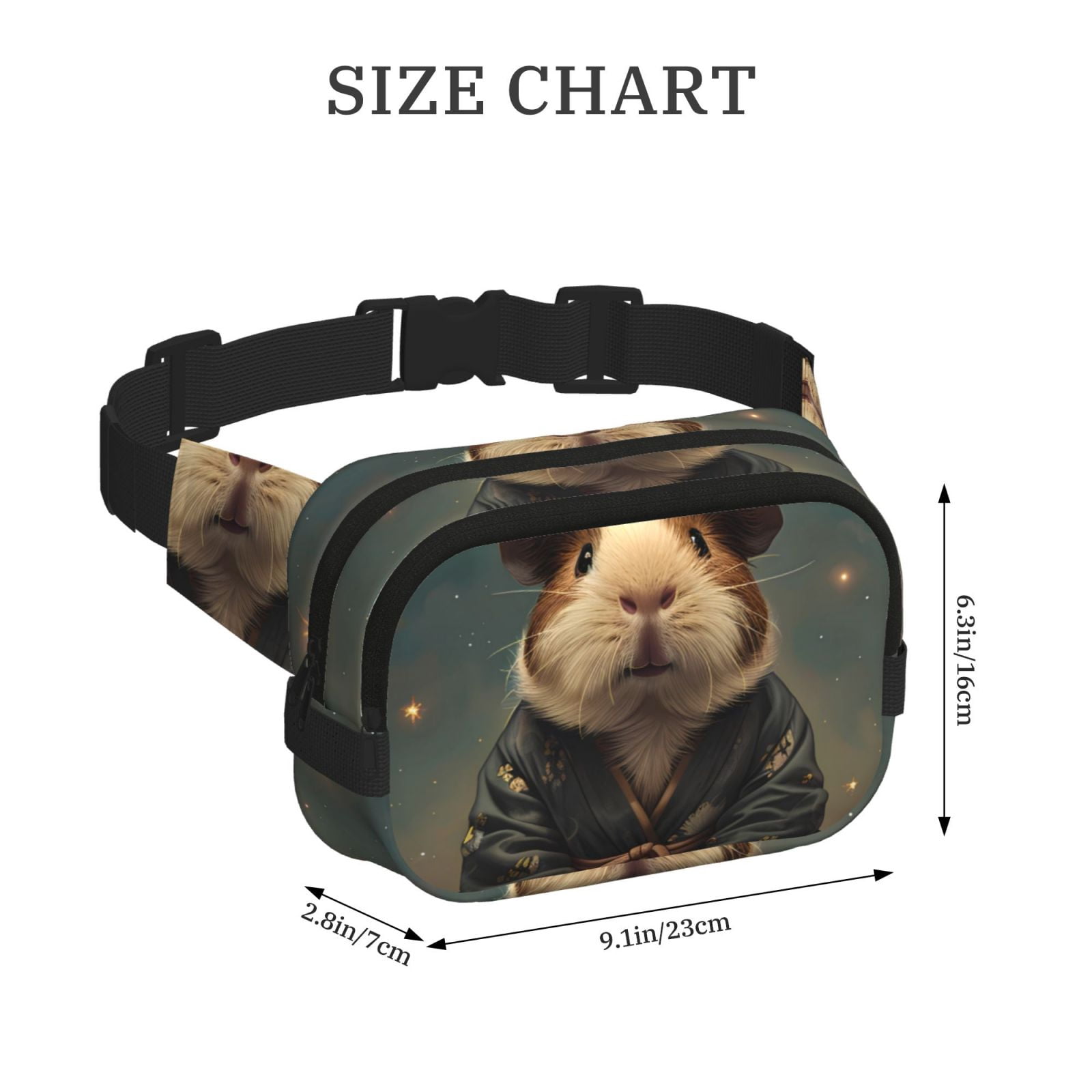 Fuzoiu Lotus Leaf Starry Sky Guinea Pig Print Unisex Square Double Layer Waist Bag,Crossbody Fanny Pack Travel Workout Accessory