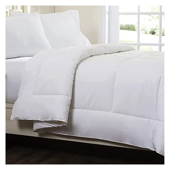 Circles Home Twin Size Comforter - Soft and Breathable Comforter with Square Shape Quilting Design - 100% Cotton - Woven with 200 Thread Count - (68 x 86) White
