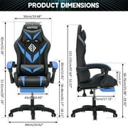 HOFFREE Gaming Chair with Massage and LED RGB Lights Ergonomic Computer Chair with Footrest High Back Video Game Chair with Adjustable Lumbar Support Linkage Armrest for Home Office