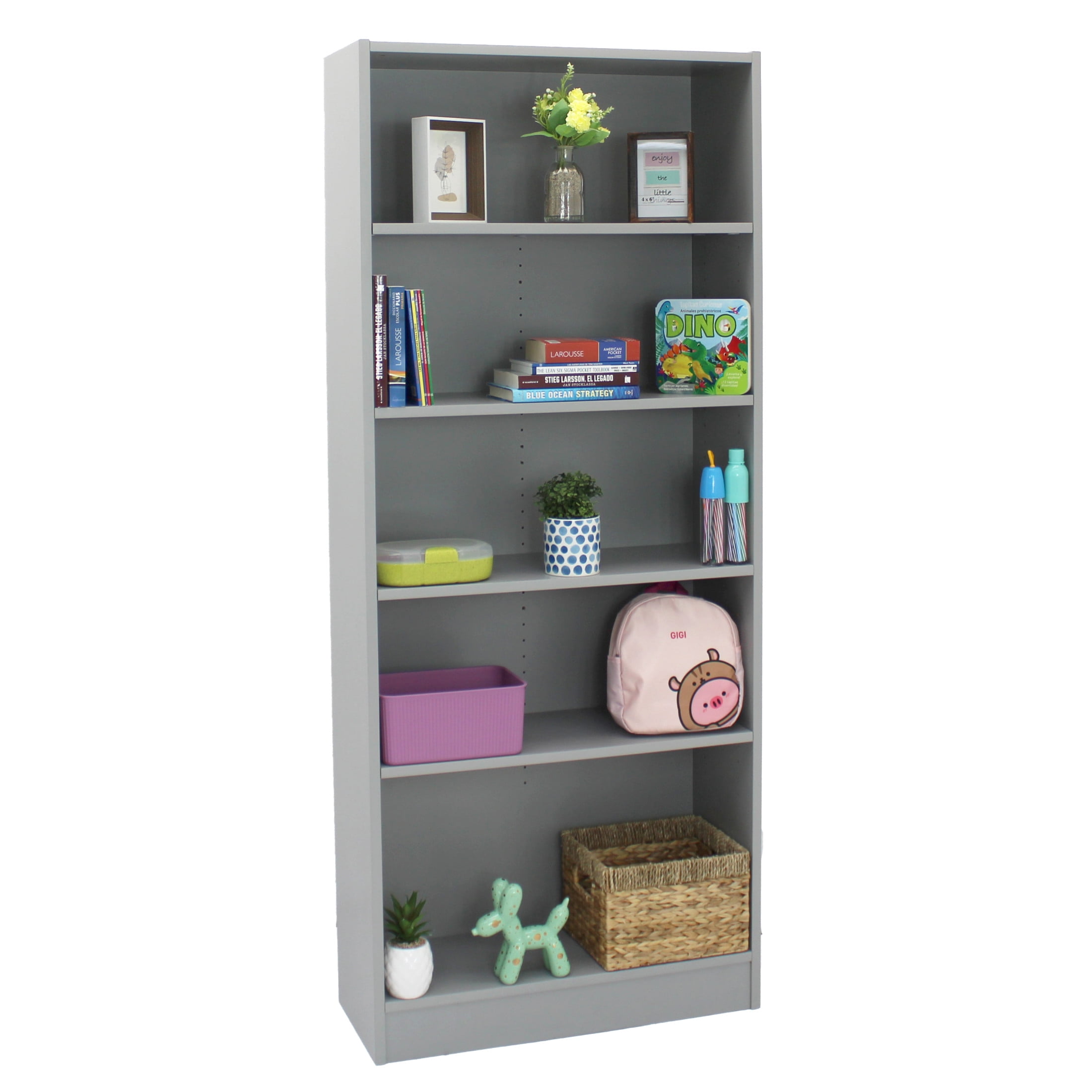 Factory Direct Partners All Ages Laminate Bookcase 5-Shelf 72" Height - Gray