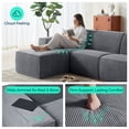 thumbnail image 3 of LINSY HOME Oversized Modular Sectional Sofa, L-Shaped Cloud Sofa Couch with Corduroy Fabric, 3 Seat Sponge Sofa for Living Room, No Assembly Required, Blue Gray, 3 of 8