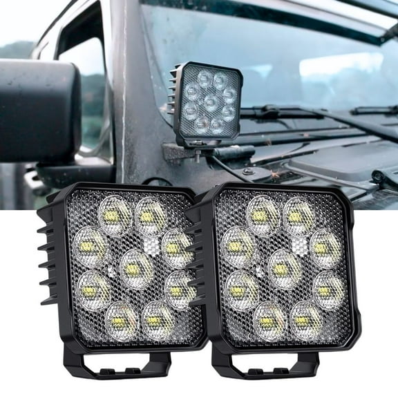 Nilight 2Pcs 4inch Led Pods Square 3370LM Built-in EMC Work Light 90° Flood Beam Angle for Offroad Lights Side Rear Back-Up Light for Tractor Truck Motorcycle Boat ATV UTV