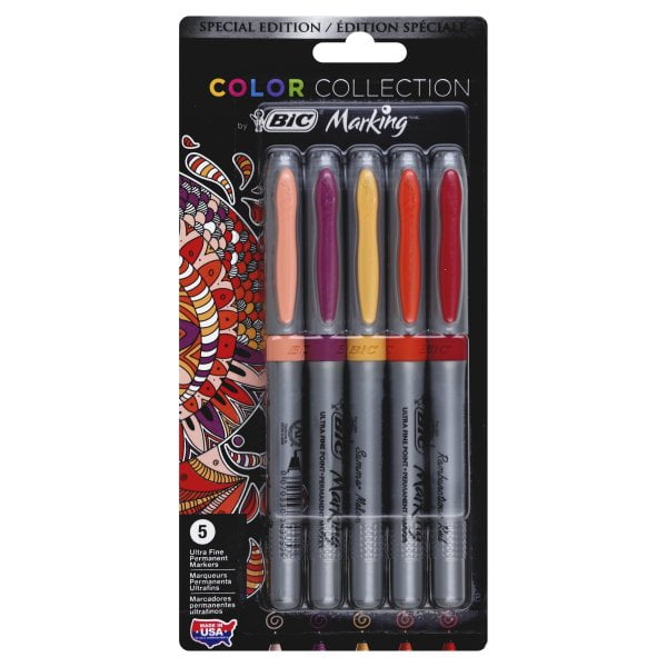 Bic Color Collection Marking Ultra Fine Happy Colors Permanent Marker 5 Markers Walmart Com Walmart Com