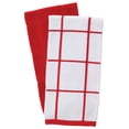 thumbnail image 2 of T-fal Solid & Checked Parquet Kitchen Towels, 2-Pack, Red, 2 of 7