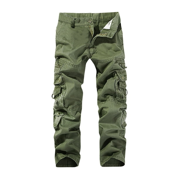 Pantalones largos para hombre, lavados con agua, para exteriores, informales, con bolsillo, cremallera sólida, rectos, de trabajo