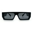thumbnail image 5 of Narrow Rectangle Flat Top Horn Rim Thick Temple Plastic Sunglasses All Black, 5 of 8