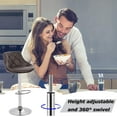 thumbnail image 3 of FDW Set of 2 Swivel Bar Stools, Height Adjustable PU Leather Bar Chairs with Back, Comfortable Kitchen Counter Stools, Brown, 3 of 7