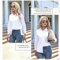 thumbnail image 2 of Women's Button Down Shirts Long Sleeve Dress Shirts Wrinkle Free Collared Work Office Tops White XL, 2 of 7