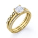 thumbnail image 4 of JeenMata Anillo de Compromiso Solitario de 2,5 Quilates con Corte Princesa, Engaste Pavé de 4 Puntas, Filigrana Art Déco Milgrain, Conjunto de Boda en Trío, Baño de Oro Amarillo de 18 K sobre Plata, 4 of 6