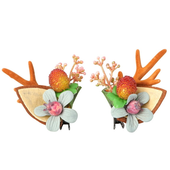 2pcs Antlers Hairpin Ear Hair Clips Christmas Themed Hair Accessories Party Supplies (Random Color)