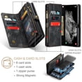 thumbnail image 2 of Funda Billetera para Samsung Galaxy A54, Funda de Cuero con Cremallera en Folio, Billetera con Correa para Tarjetero, Muñequera, Funda Trasera Protectora Magnética Desmontable, 2 of 6