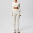 thumbnail image 4 of Afdoent Womens Workout Set Solid Color Breathable Workout Yoga Long Sleeve And Pants For Fitness Running Exercise Activewear Outfit Track Suits, 4 of 5
