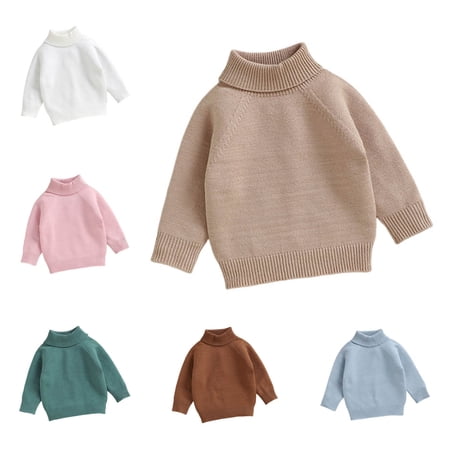 Teylalorva Sweater for Boys High Neck Solid Long Sleeve Knit Thermal Pullover Top Pink Size 2T
