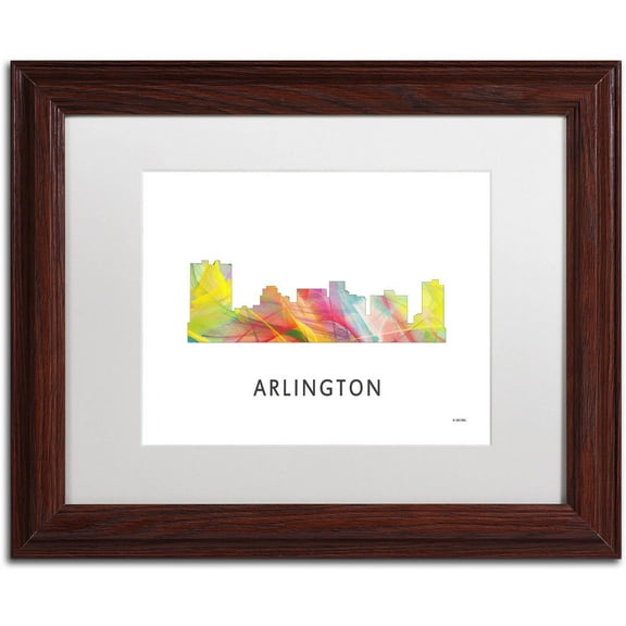 Trademark Fine Art 'Arlington Texas Skyline WB-1' Canvas Art by Marlene Watson, White Matte, Wood Frame