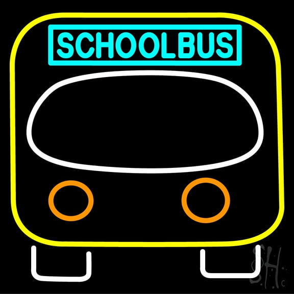School Bus LED Neon Sign , Black Square Cut Acrylic Backing, with Dimmer - Bright and Premium built indoor LED Neon Sign for Décor, Travel agency, Storefront.
