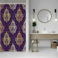 thumbnail image 2 of Damask Print Shower Curtains Abstract Purple and Gold Damask Floral Pattern Design Bathroom Decor Waterproof Polyester Fabric 36x72 Inch Shower Curtains Sets with Hooks, 2 of 6