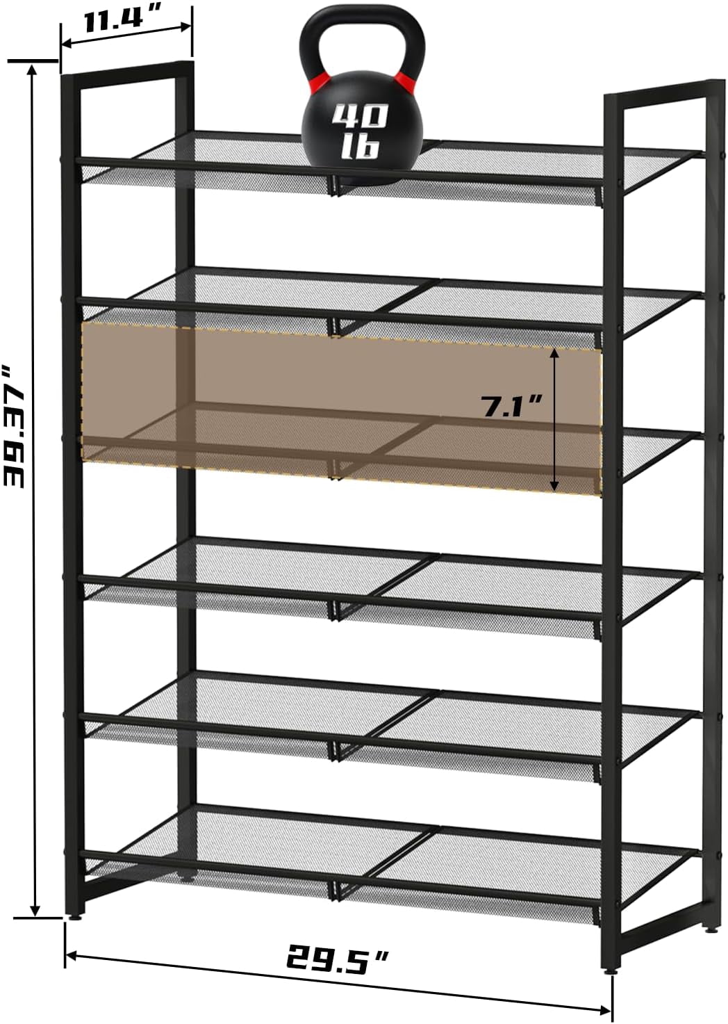 6-Tier Metal Large Shoe Rack,Tall Shoe Rack for Closet,entryway,Garage, with Adjustable Flat or Angled Shelves, Hold 20-26 Pairs Shoes