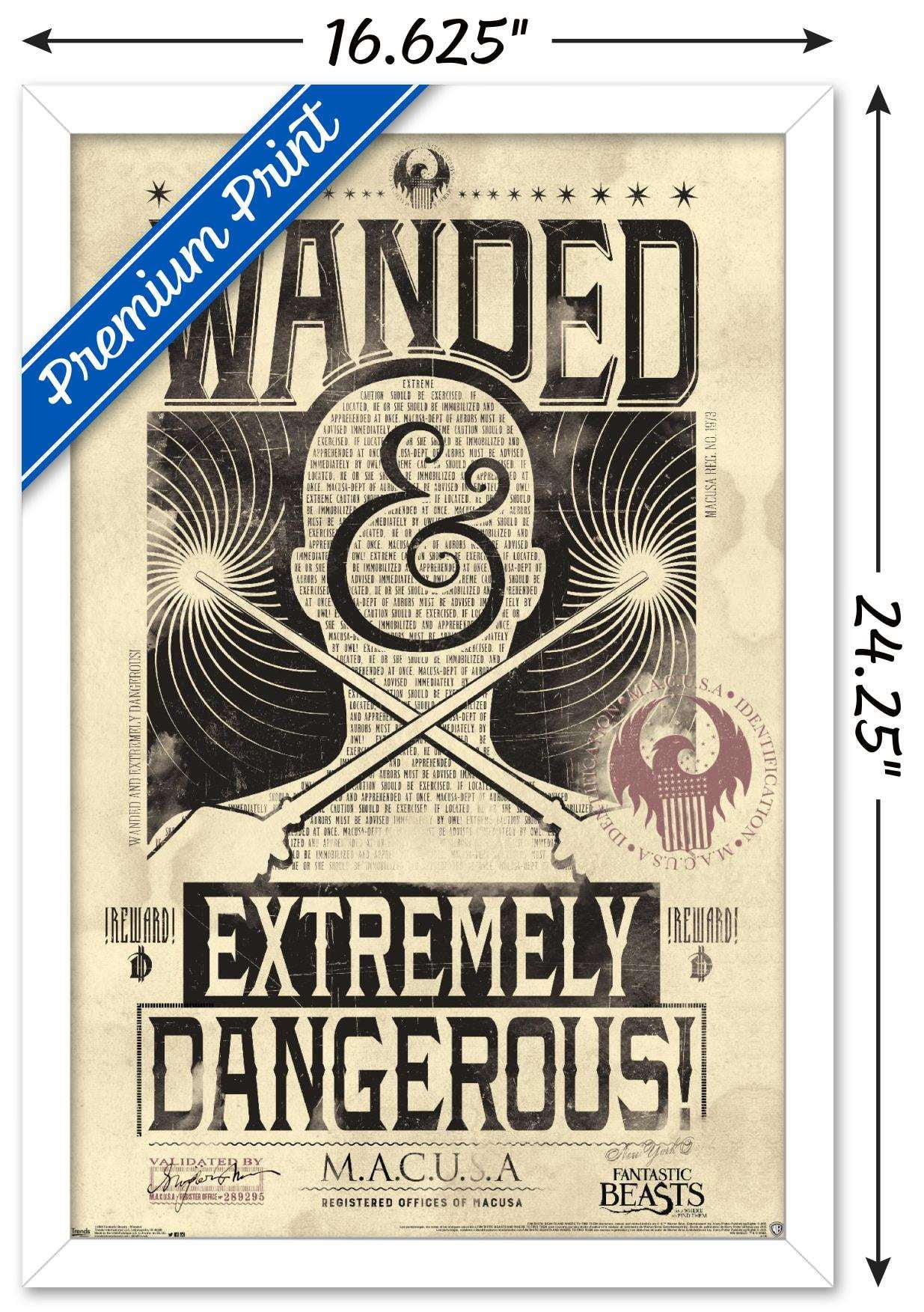 Fantastic Beasts And Where To Find Them - Wanded - Extremely Dangerous Wall Poster, 14.725" x 22.375", Framed