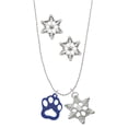 thumbnail image 1 of Delight Jewelry Acrylic Small Paw Blue Silver tone Snowflake Charm Necklace and Stud Earrings, 1 of 4