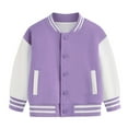 thumbnail image 1 of Girls Coats & Jackets Child Autumn Spring Long Sleeved Color Block Baseball Purple Girls Fall Tops ,5-6 Years, 1 of 4